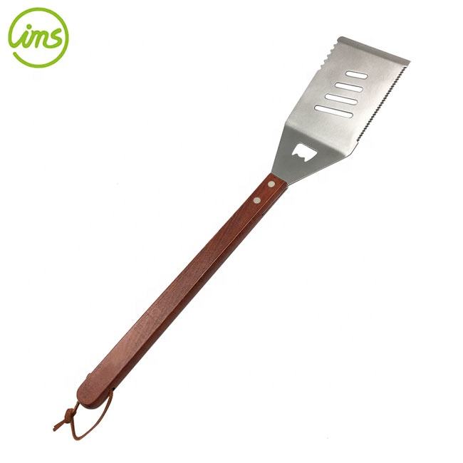Stainless Steel BBQ Turner with Rosewood Handle – Heavy Duty Grill Spatula
